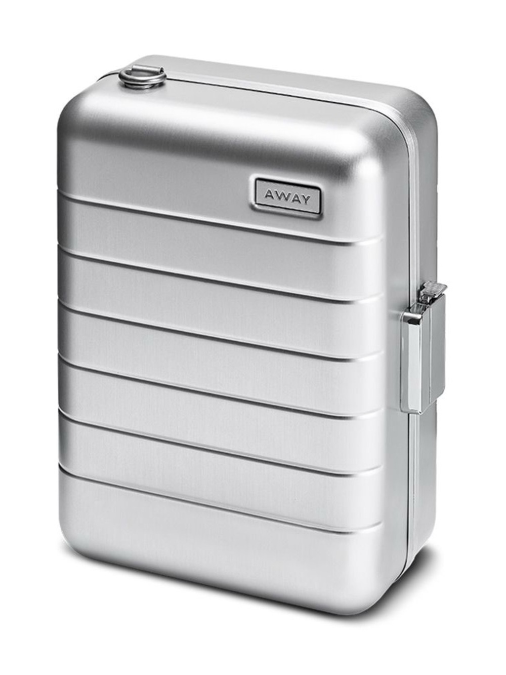 NWOT AWAY Mini case silver aluminum Hard-Shell Toiletry Electronic Storage